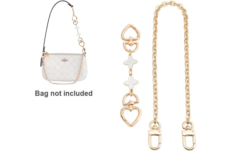 Luxury Care Artisan Workshop Bag Straps White Four Leaf Clover 15cm+Decorative Chain 40cm-0
