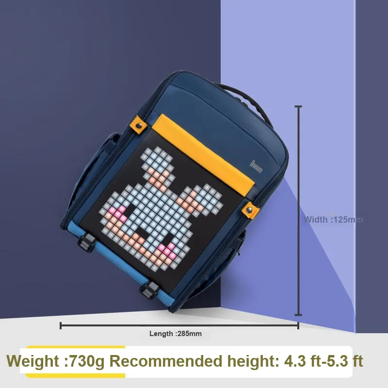 Divoom Nylon Fabric Large Capacity Versatile Pixel Backpack Medium Size Unisex Blue-2