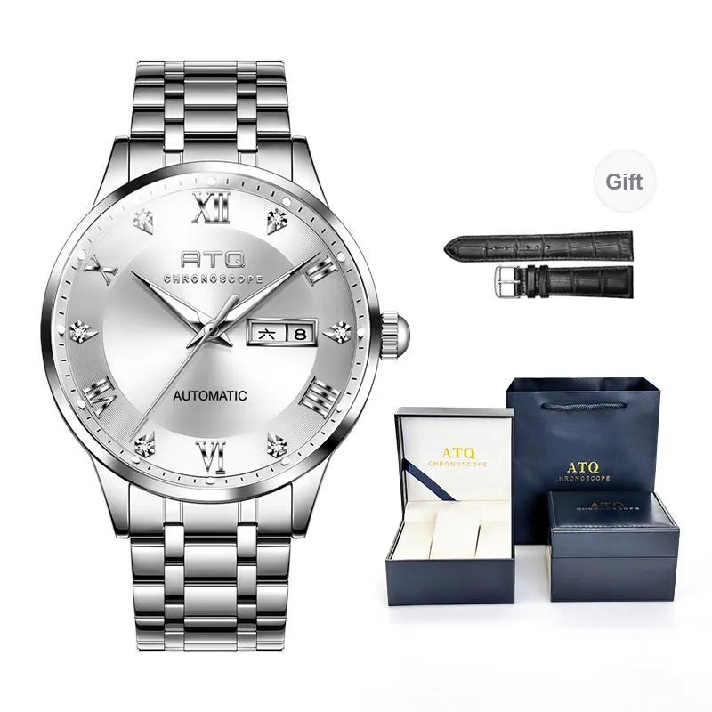 ATQ Elegant Series Automatic Mechanical Movement Stainless Steel Watchband Watch Men's Watches Gray Dial-14