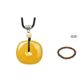 XIAOLIUJADE Amber Beeswax Necklace Comes With Beaded Bracelet Unisex