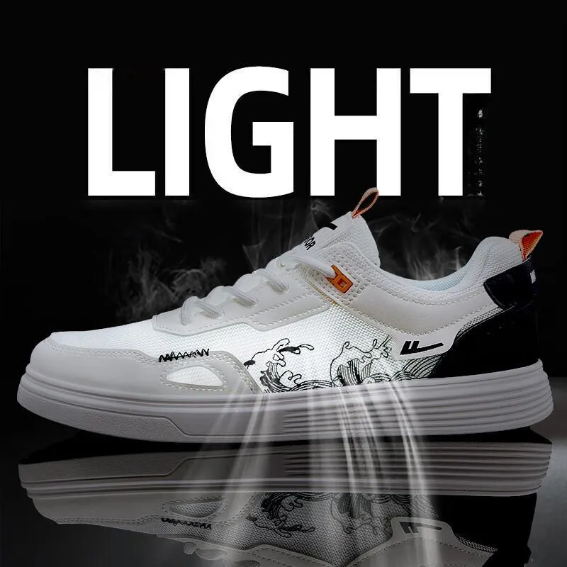 Warrior Lightweight And Breathable Low-Top Skateboard Shoes Men's White Black-4