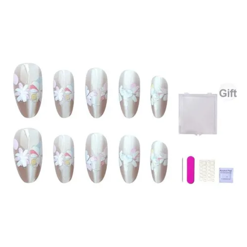 ORANOT Гора Цветочный дизайн Романтический Освежающий Кошачий глаз False Nail Миндаль Укороченный 14mm