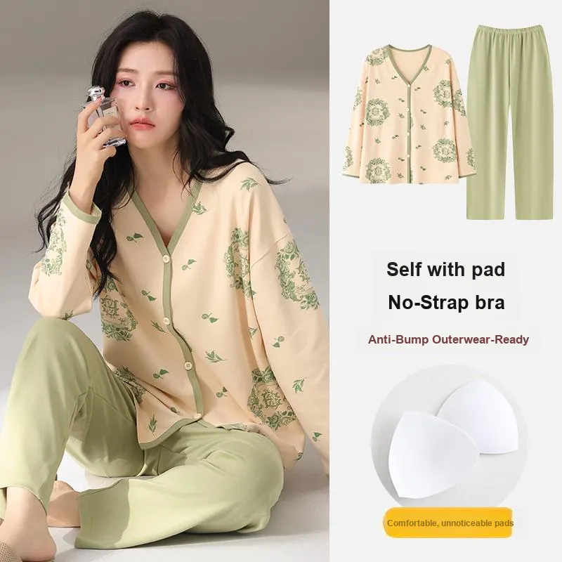 MADALLO Pajama Set Women's Yellow Green-1