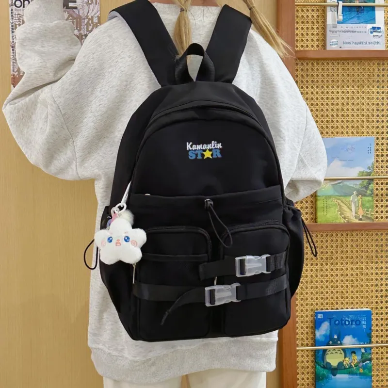 AIBAG Nylon Backpack Women's White/Black/Blue/Pink-7