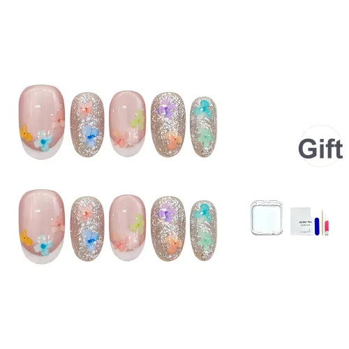 JINGCHANXUE Попурри Многоцветный Ручная работа Искусственный Ногтик Овал Французский Градиентный Блестящий 14мм