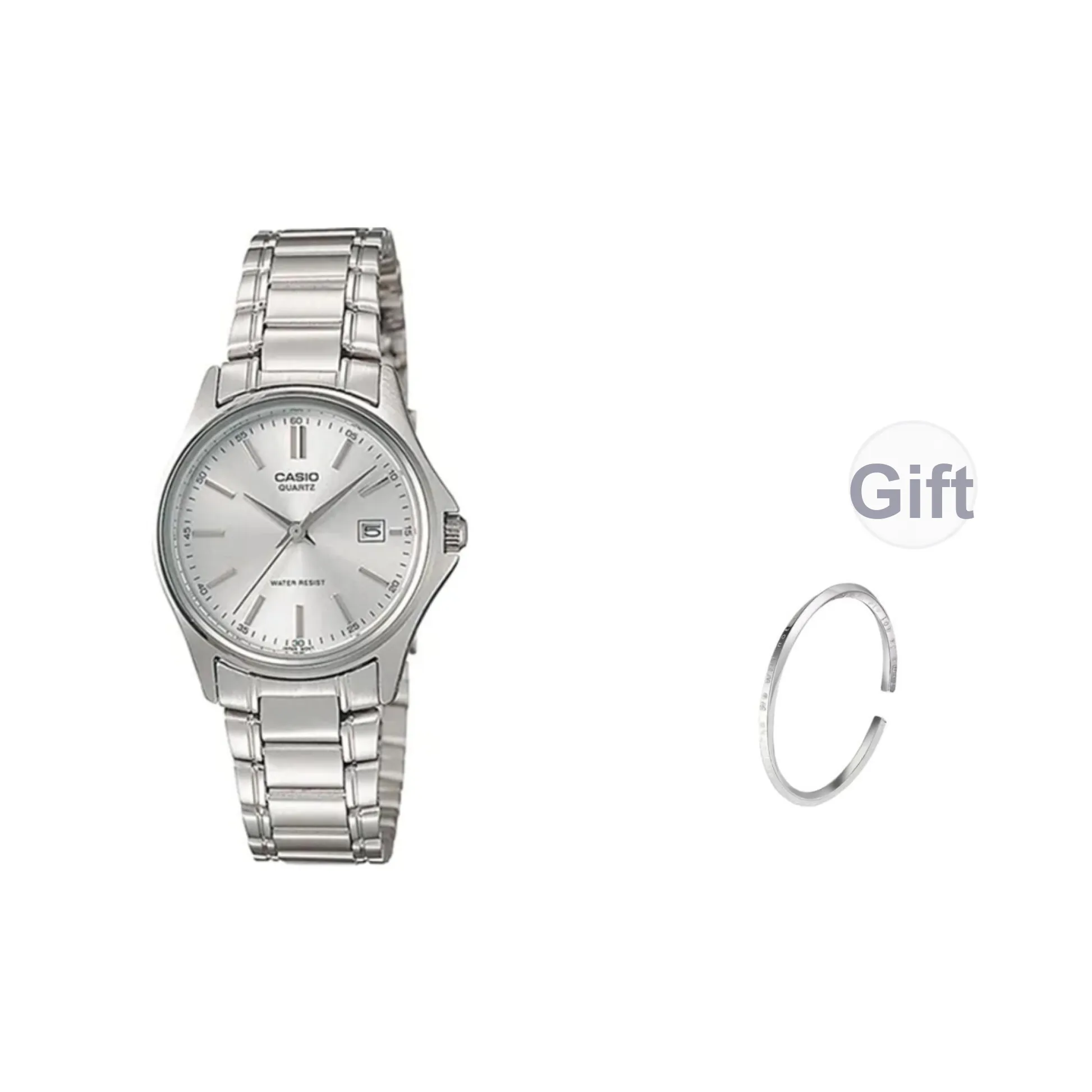 CASIO Кварцевый механизм Часы Женские Серебристый циферблат