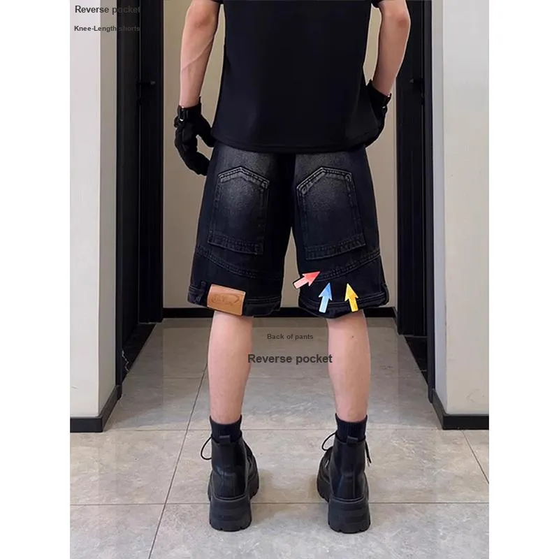DARK HORSE Denim Shorts Unisex Ink Black-3