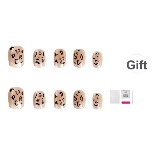 JIABITU Искрящийся Леопардовый принт False Nail Короткий Однотонный Смоки Блестки 12mm