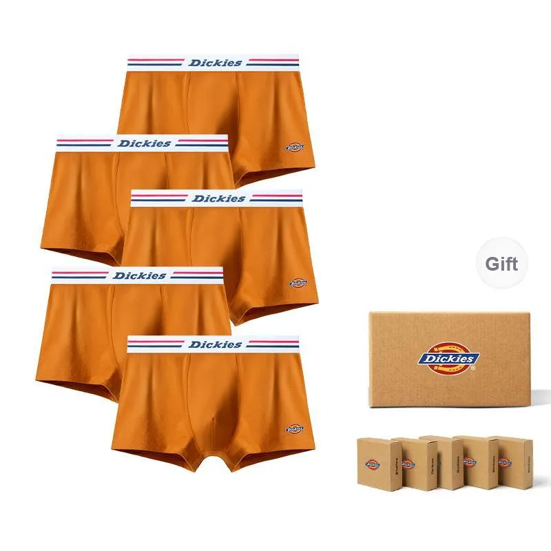Dickies Underpants Men's Seamless Print LOGO Breathable Skin Friendly Sports Square Panty Gift Box Combo Set-40
