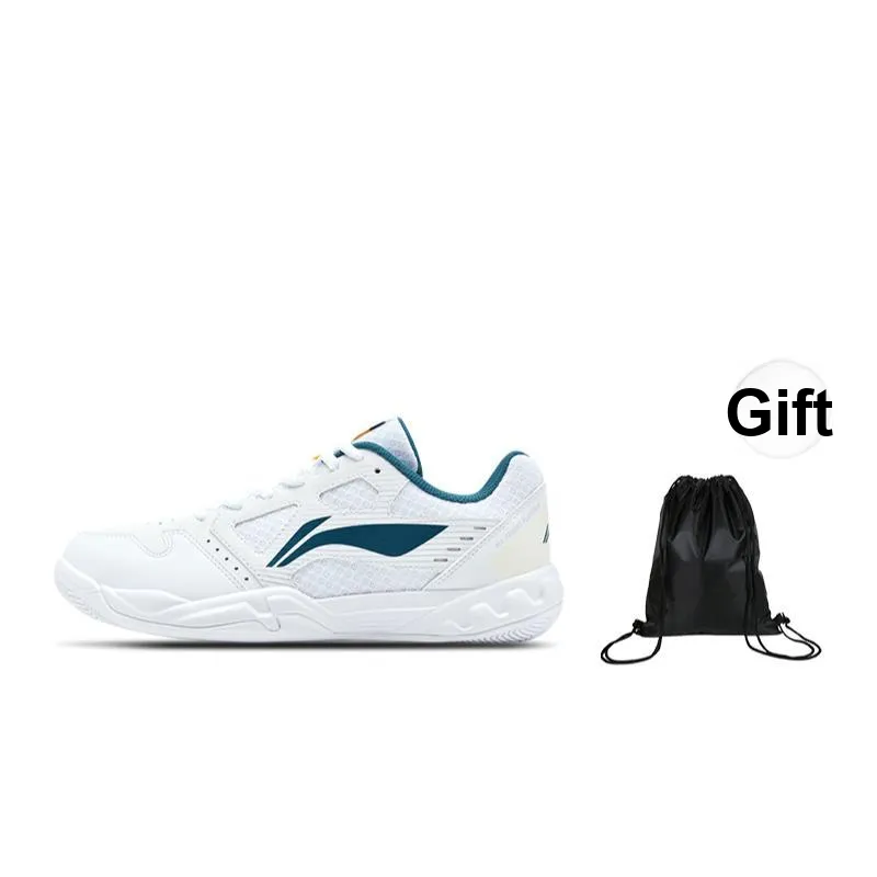 LiNing Feather Durable Breathable Coverage Low Top Badminton Shoes Unisex White Green-6