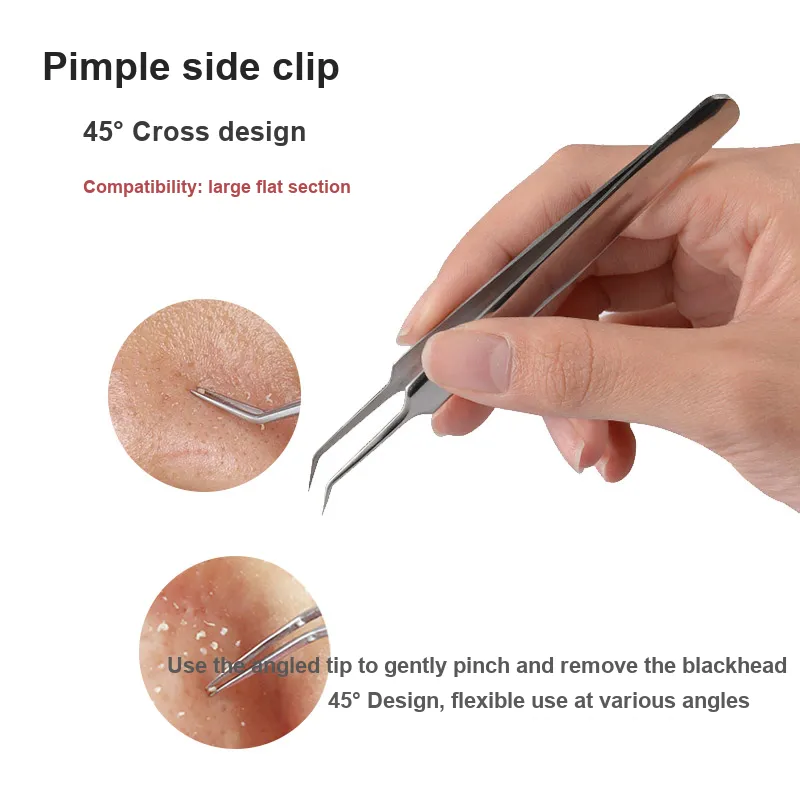 JINGLINGLONG Ultra-Fine Cell Clamp Pimple Picker Tweezers Acne Extraction Tool For Beauty Salons-4