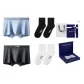 7A Antibacterial 120S Modal[Light Blue+Black][100% cotton Socks 2 Pack]Box