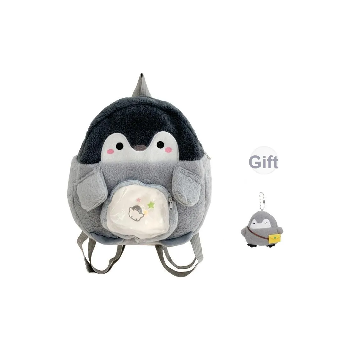 PAIBLOKS Плюшевый рюкзак стандартный унисекс серый пингвин