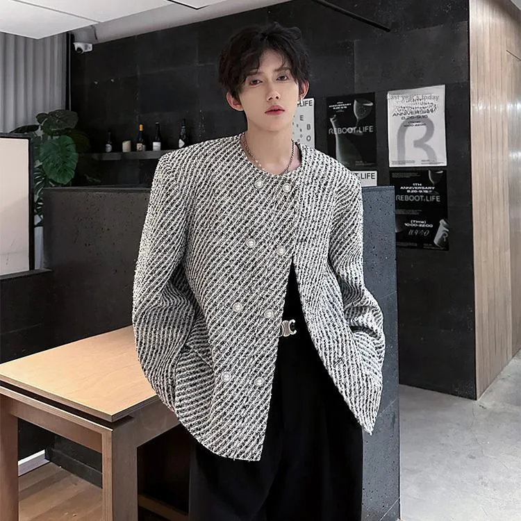 RKVC Jackets Coats Unisex Black White Plaid-5