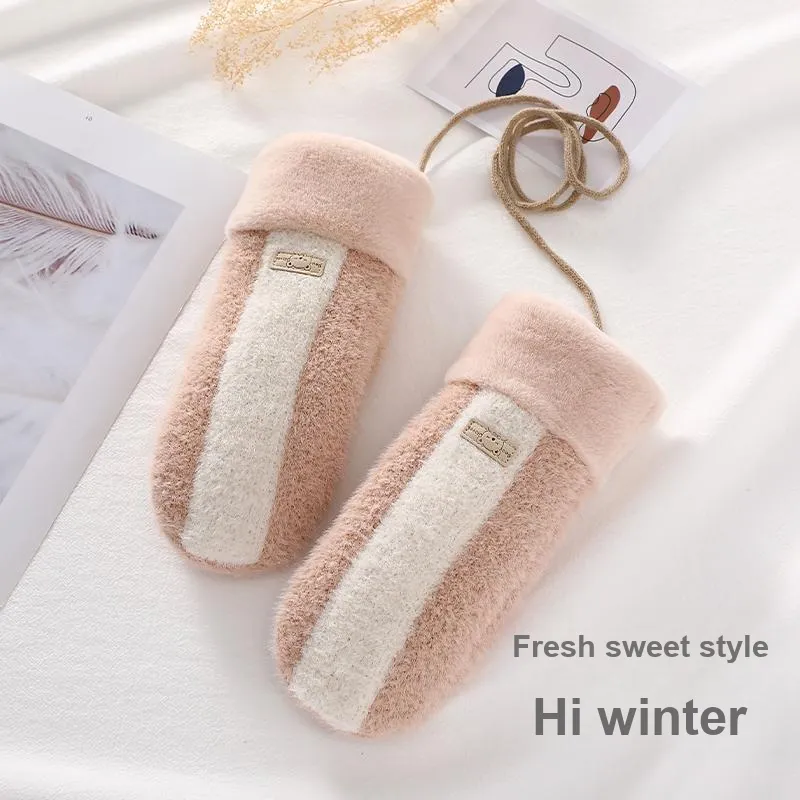 NANJIREN Thickened Knit Gloves Women's-6