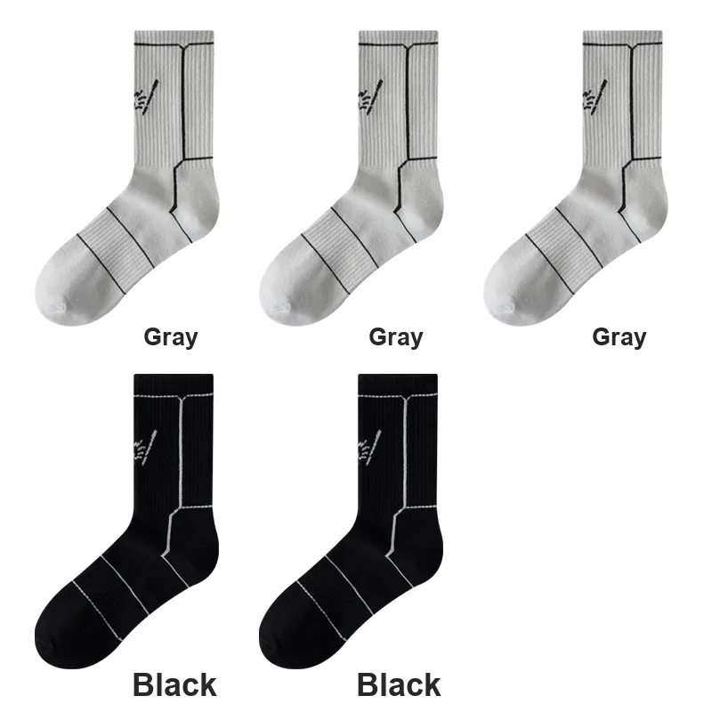 H YXIANG Mid Calf Socks Unisex 5 Pack-21