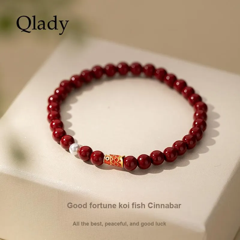 QLADY Reconstructed Cinnabar Bracelets Unisex-1