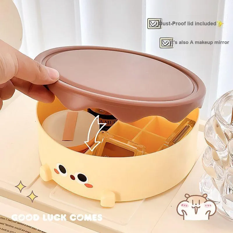 Future Maple Milk Cute Cake Make Up Mirrors Multifunction Mirror Finish Storage Box-3
