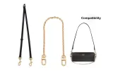 1.1 Black Gold Buckle Adjustable Shoulder Strap 90-120cm+Gold Decorative Chain 40cm