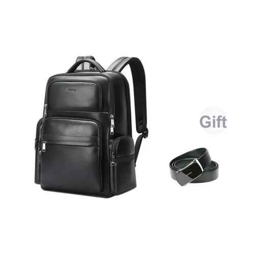 BOPAI Сумка для ноутбука из крупнозернистой текстуры коровьей кожи большой мужская черная