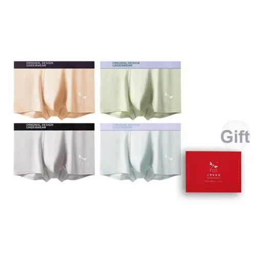 RED DRAGONFLY 50S Чесанный хлопок Трусы Мужские 4 упаковки Подарочный набор в коробке