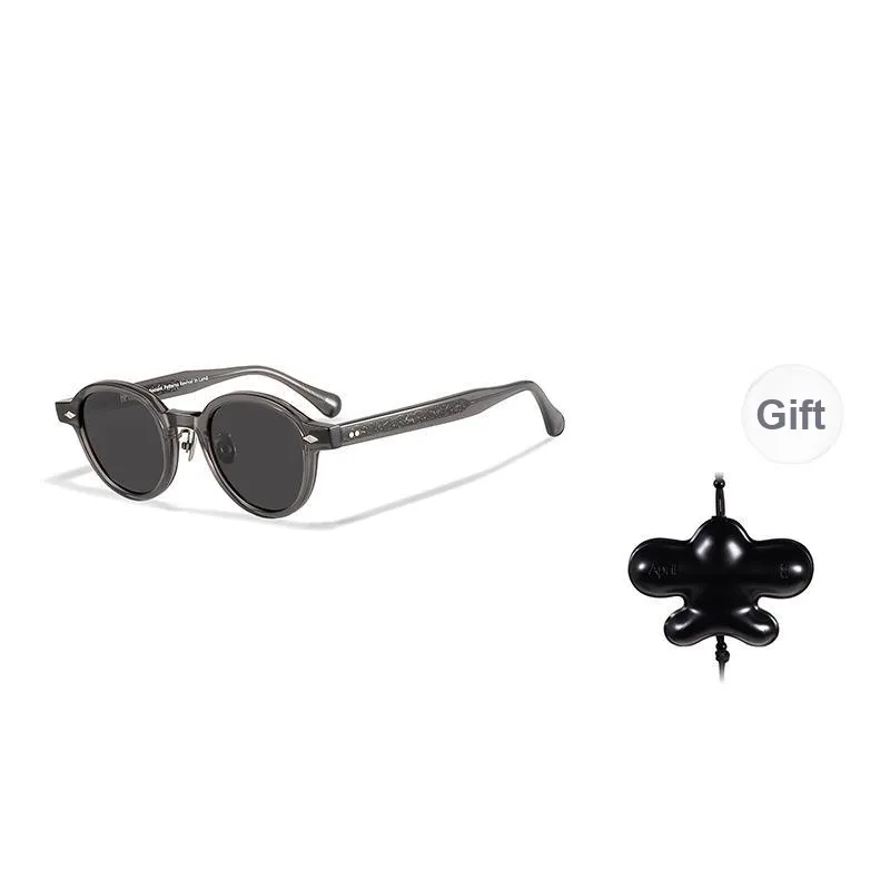 APRIL Plate Frame Round Sunglasses With Polarized Lenses Unisex-17
