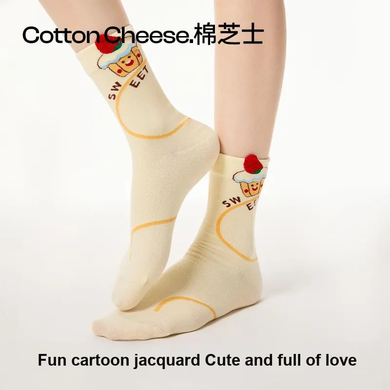 COTTON CHEESE Mid Calf Socks Unisex Box 4 Pack-2