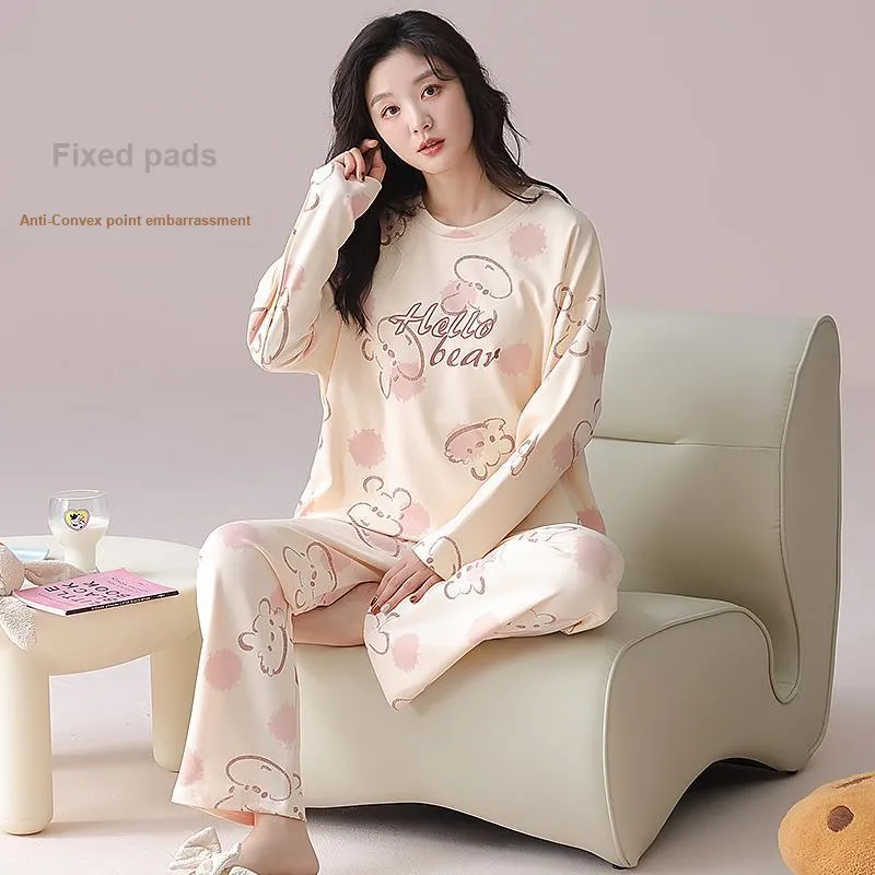XIAFENYAN Pajama Set Women's Apricot-3