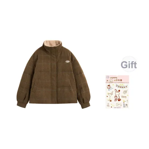 ZIHAN Зеленый Клетка Женский Пух