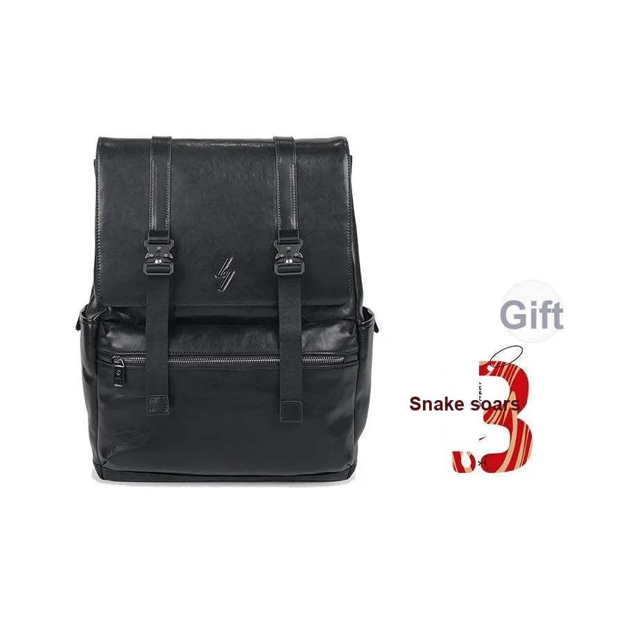 Sharkborough Cow Leather Backpack Tubas Men's Black