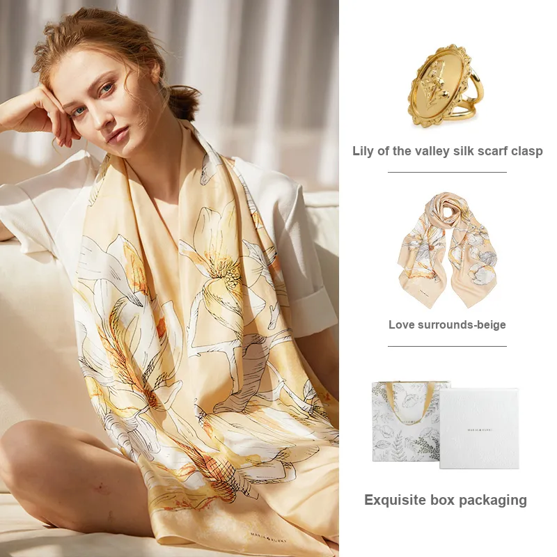 MARJAKURKI Silk Long Scarf Women's-7