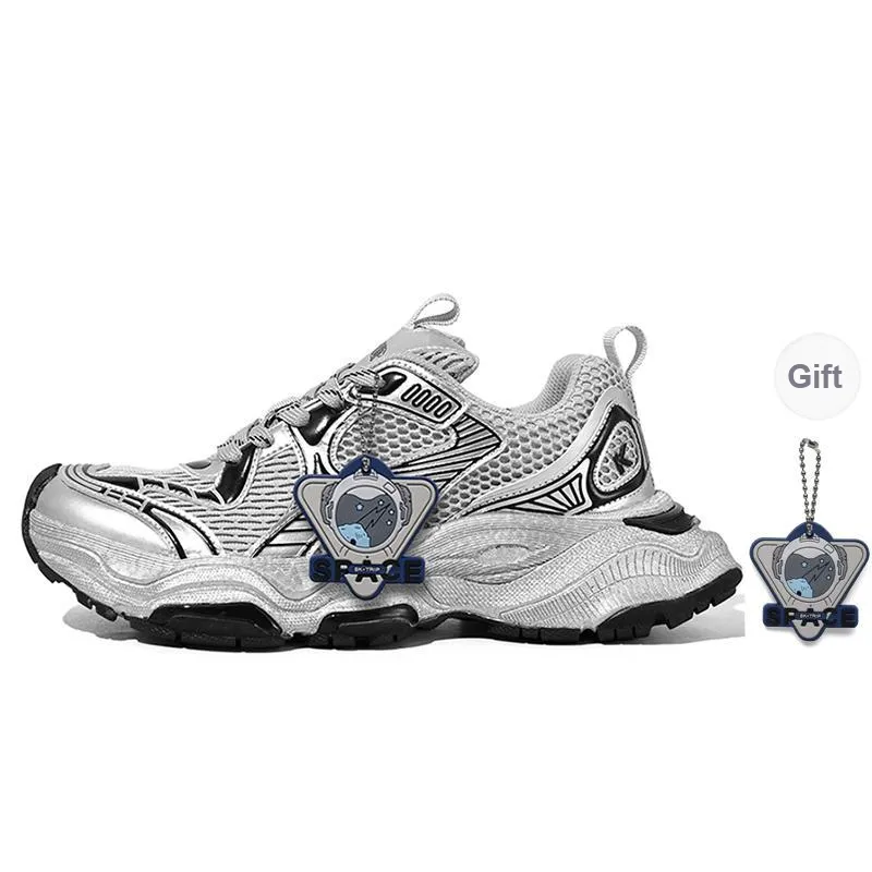 SK.TRIP Cushioned Wear-Resistant Supportive Lightweight Height Increasing Low-Top Running Shoes Unisex Titanium Gray-5