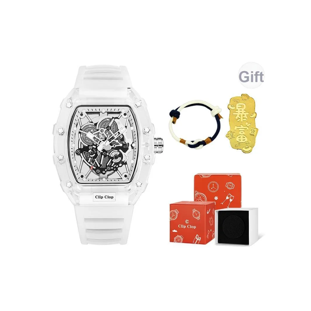 Clip Clop Кварцевый механизм силиконовый ремешок женские часы циферблат с черепом