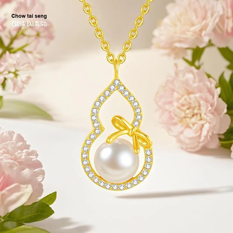 CHOW TAI SENG Pearl Elegant Elegance Goddess Collarbone Chain Women's-2