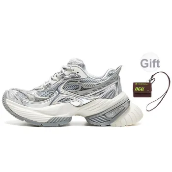 OGR Height Increasing Rebound Low Top Running Shoes Unisex Liquid Metallic Silver