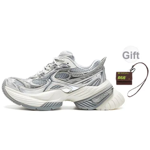 OGR Height Increasing Rebound Low Top Running Shoes Unisex Liquid Metallic Silver