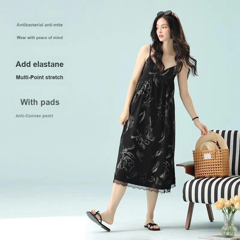 Qin Jing Nightgown Women's Black-2