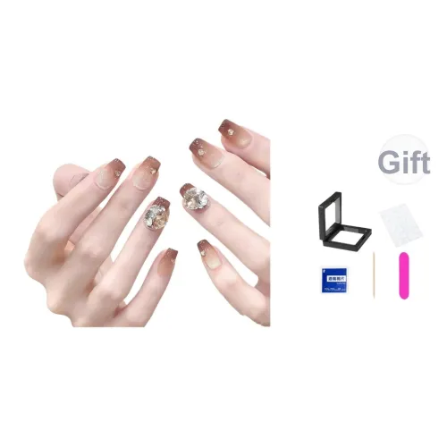 XNTX Ледяной Прозрачный Кошачий Глаз Утонченный Сверкающий Камни False Nail Короткий LADDER Шампанское Jump Цвет Instagram Стиль