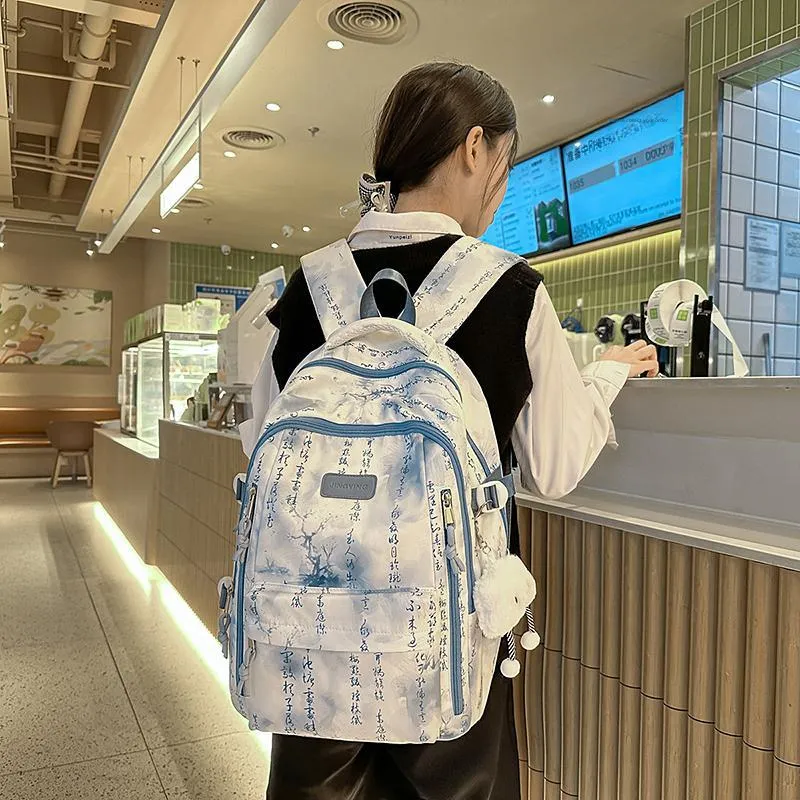 WICKBUEN Nylon Backpack Unisex Black/Pink/Yellow/Green/Blue-21