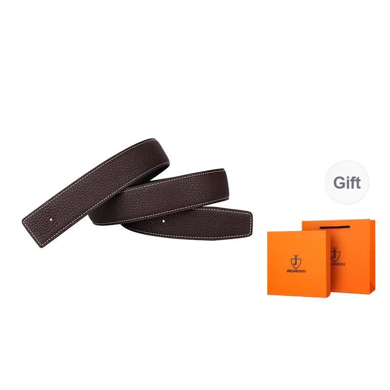 Jaylen Oos Headless H Buckle Smooth Buckle Unique Design Double Sided Top Grain Cow Leather Leather Belts Men's-34