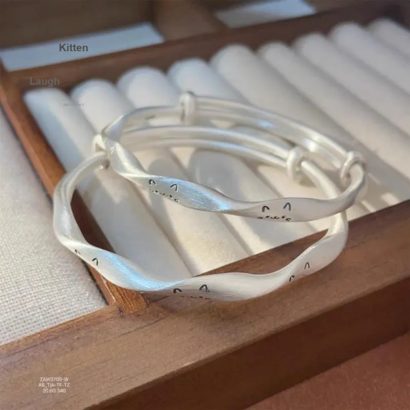 Two Joys 999 Fine Silver Bangles Unisex-1