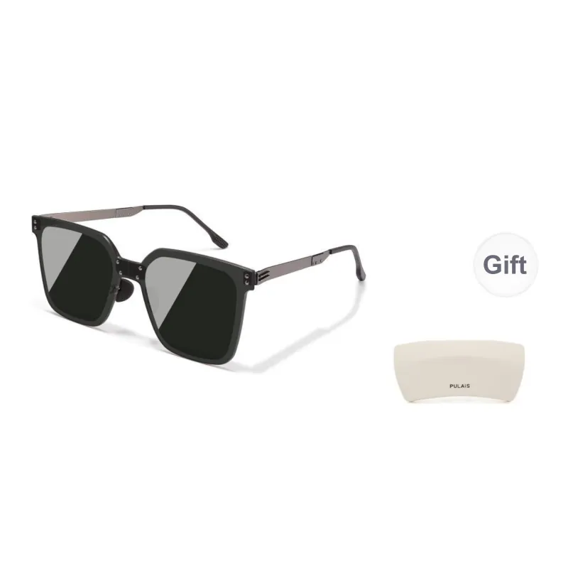 PULAIS Square Sunglasses Unisex Black-8