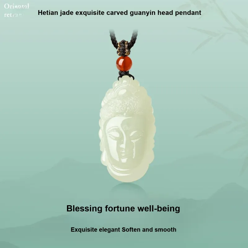 LAOMIAO Hetian Jade Pendants Pale Greenish White Jade Women's-2