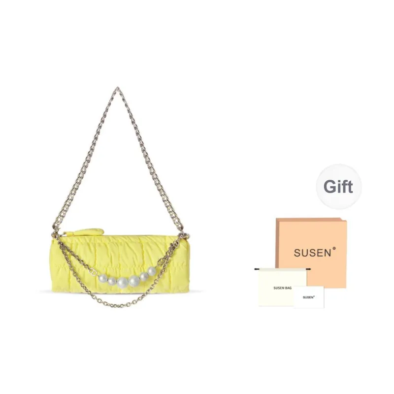 SUSEN Glossy Finish Down Jacket Fabric Shoulder Bag Women's-3