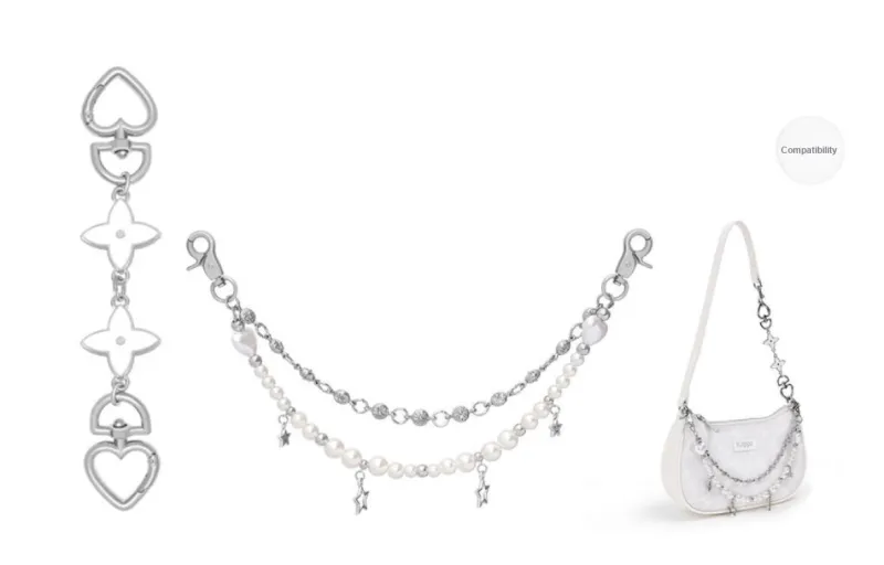 Lan Bao Fan Alloy Metal Bag Accessory Bag Strap Unisex Silver-30