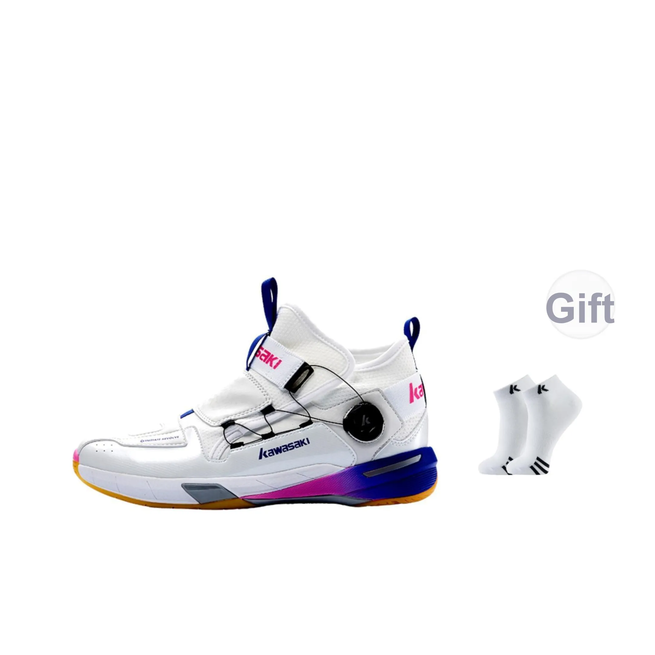 Kawasaki Traverse 2,0 Бадминтон Обувь Высокий Верх Белый, В комплекте Носки Унисекс