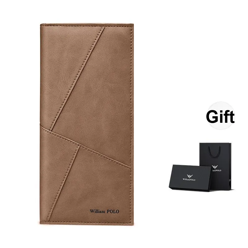 WilliamPOLO Microfiber Synthetic Leather Wallet With Multiple Card Slots Money Clip Regular Unisex Khaki