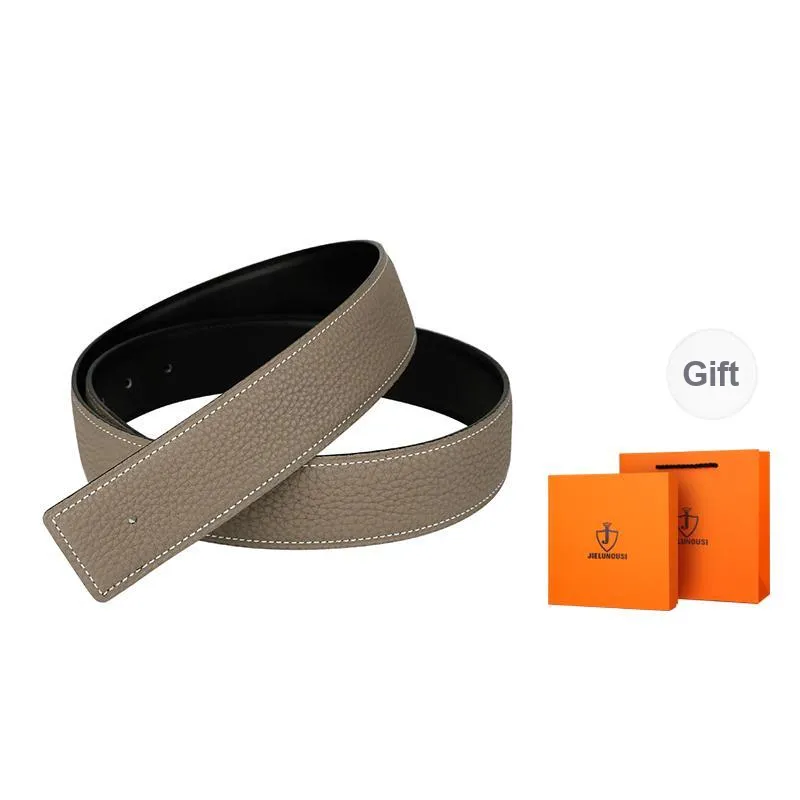 Jaylen Oos Headless H Buckle Smooth Buckle Unique Design Double Sided Top Grain Cow Leather Leather Belts Men's-22