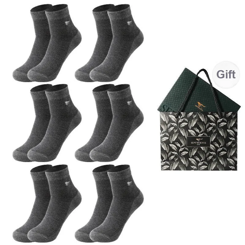 SEPTWOLVES Ankle Socks Men's Gift Box Of 6 Doubles-50