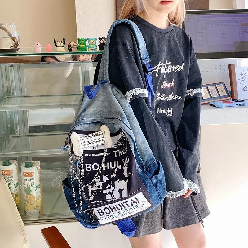Parker Bear Fabric Backpack Unisex Black/Blue-14